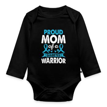 Mama Of Diabetes Warrior Awareness Month Blau - Baby Bio-Langarm-Body - Schwarz - Vorne