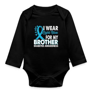Portez du bleu clair pour prendre conscience de - Body Bébé bio manches longues - noir - Devant