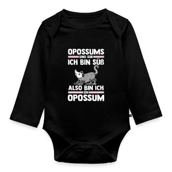Opossum - Baby Bio-Langarm-Body - Schwarz - Vorne
