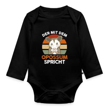 Opossum - Baby Bio-Langarm-Body - Schwarz - Vorne