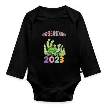 Schildkröte Kita Kindergarten 2023 - Baby Bio-Langarm-Body - Schwarz - Vorne