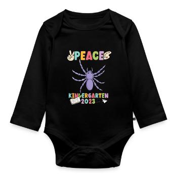 Spinne Peace Kindergarten 2023 - Baby Bio-Langarm-Body - Schwarz - Vorne
