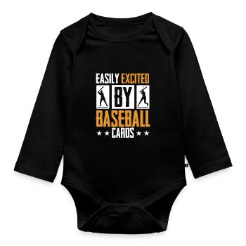 Collector Trader Funny Men Easily Excited By Baseb - Baby Bio-Langarm-Body - Schwarz - Vorne