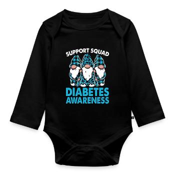 Support Squad Diabetes Awareness Month - Organic Longsleeve Baby Bodysuit - black - Front