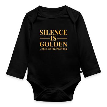 Misphonia Stille Ist Gold - Baby Bio-Langarm-Body - Schwarz - Vorne