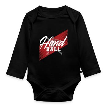 Handball Handballer - Baby Bio-Langarm-Body - Schwarz - Vorne