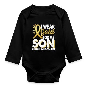 Tragen Sie Gold Für Den Monat Der Aufklärung Über - Baby Bio-Langarm-Body - Schwarz - Vorne