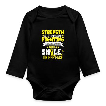 Strength Is A Woman Fighting Sarcoma Cancer - Organic Longsleeve Baby Bodysuit - black - Front