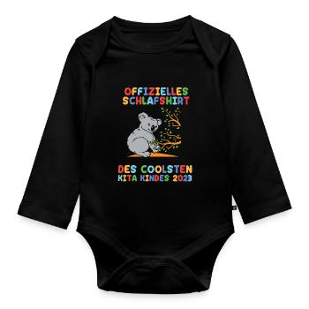 Koala Kita Kindergarten 2023 - Baby Bio-Langarm-Body - Schwarz - Vorne