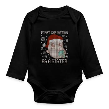 Premier Noël en tant que sœur - Noël - Body Bébé bio manches longues - noir - Devant