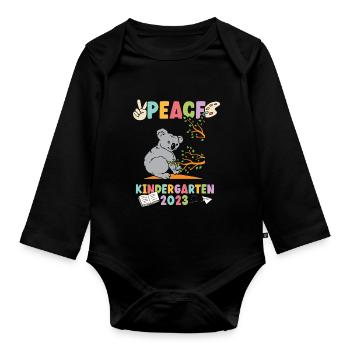 Koala Peace Kindergarten 2023 - Baby Bio-Langarm-Body - Schwarz - Vorne