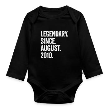 13 Years Legendary Since August 2010 13th Birthday - Organic Longsleeve Baby Bodysuit - black - Front
