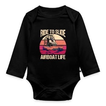 Ride To Slide Airboat Life Propeller Swamp Hydropl - Baby Bio-Langarm-Body - Schwarz - Vorne