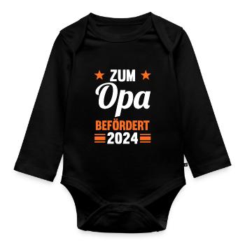 Werdender Opa 2042 - Baby Bio-Langarm-Body - Schwarz - Vorne