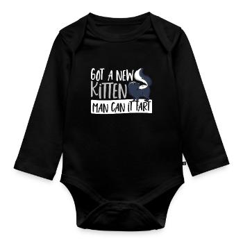 Ich habe ein neues Kätzchen erhalten Mann kann es - Baby Bio-Langarm-Body - Schwarz - Vorne