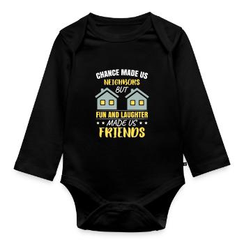 Neighbor Friends Neighborhood - Organic Longsleeve Baby Bodysuit - black - Front