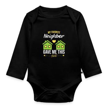 Drôle de voisin Quartier Shirts - Body Bébé bio manches longues - noir - Devant