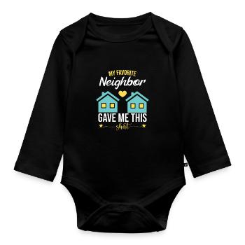 Mein Lieblingsnachbar hat mir das geschenkt - Baby Bio-Langarm-Body - Schwarz - Vorne
