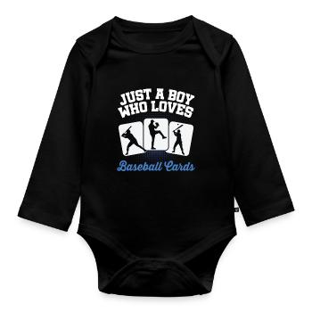 Men Trader Collector Just A Boy Who Loves Baseball - Baby Bio-Langarm-Body - Schwarz - Vorne