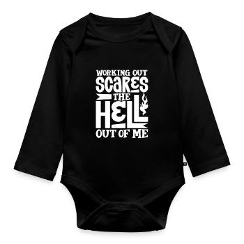 Bodybuilding Powerlifting Weightlifting Fitness - Organic Longsleeve Baby Bodysuit - black - Front