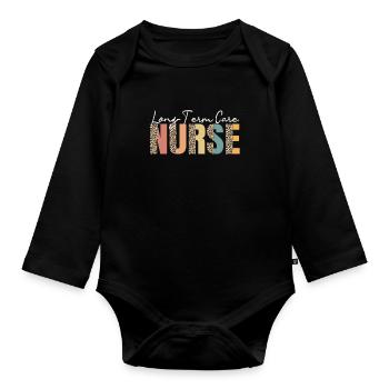 Infirmière en soins de longue durée Imprimé léopard - Body Bébé bio manches longues - noir - Devant