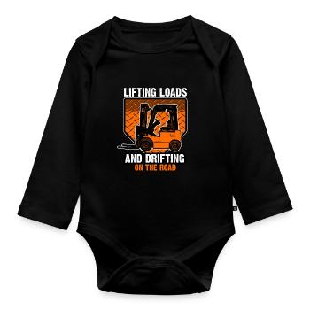Lifting Loads And Drifting On The Road - Organic Longsleeve Baby Bodysuit - black - Front