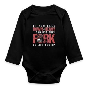 If You Feel Down And Heavy I Can Use This Fork - Organic Longsleeve Baby Bodysuit - black - Front