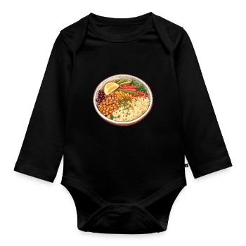 Couscous Bowl Gesunde Lebensmittel - Baby Bio-Langarm-Body - Schwarz - Vorne