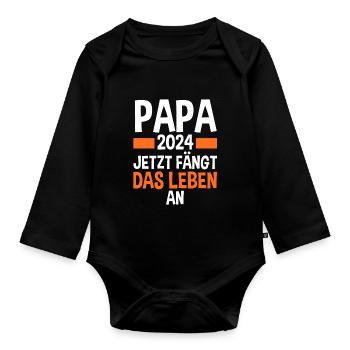 Werdender Papa 2028 - Baby Bio-Langarm-Body - Schwarz - Vorne