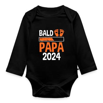 Werdender Papa 2029 - Baby Bio-Langarm-Body - Schwarz - Vorne