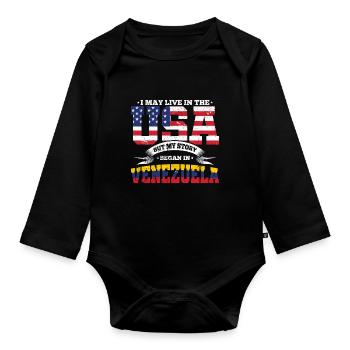 USA Venezuela Story Südamerika Heimatland Geschenk - Baby Bio-Langarm-Body - Schwarz - Vorne