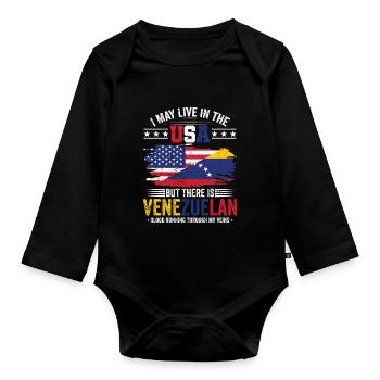 Venezuelan Blood Live USA Südamerika Venezuela - Baby Bio-Langarm-Body - Schwarz - Vorne