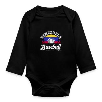 Venezuela Baseball Flag Sports vénézuéliens - Body Bébé bio manches longues - noir - Devant