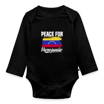 Drapeau de la tournée de pays de la paix pour le Venezuela en Amérique du Sud - Body Bébé bio manches longues - noir - Devant