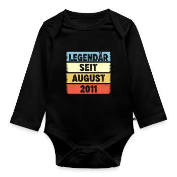 12. Geburtstag 12 Jahre Legendär Seit August 2011 - Baby Bio-Langarm-Body - Schwarz - Vorne