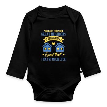 Lustige Nachbar Haus Familie Nachbarschaft - Baby Bio-Langarm-Body - Schwarz - Vorne