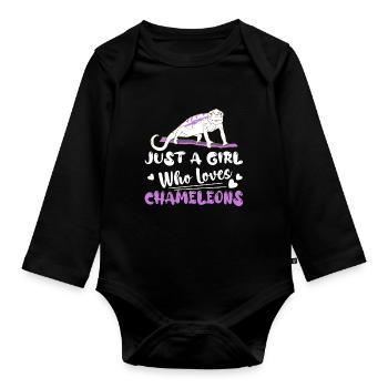 Just A Girl Who Loves Chameleons Lizard Lover Rept - Baby Bio-Langarm-Body - Schwarz - Vorne