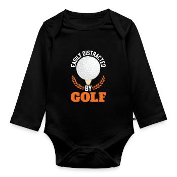 Leicht durch Golf abgelenkt - Baby Bio-Langarm-Body - Schwarz - Vorne
