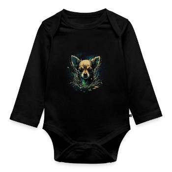 Chihuahua | Zombie Dog Undead Scary Halloween - Organic Longsleeve Baby Bodysuit - black - Front