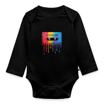 Gouttes de cassette - Body Bébé bio manches longues - noir - Devant