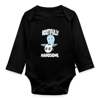 Mignon fantôme fantôme feuilles de repassage halloween - Body Bébé bio manches longues - noir - Devant