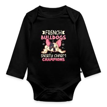 french bulldog english bulldog dog lover bulldog - Baby Bio-Langarm-Body - Schwarz - Vorne