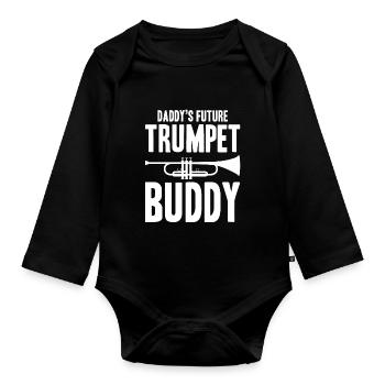 Le futur copain trompette de papa - Body Bébé bio manches longues - noir - Devant