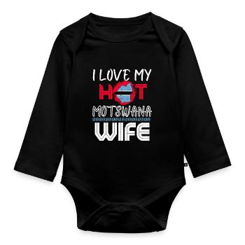 C’est drôle que j’aime mon mari Hot Motswana Wife - Body Bébé bio manches longues - noir - Devant