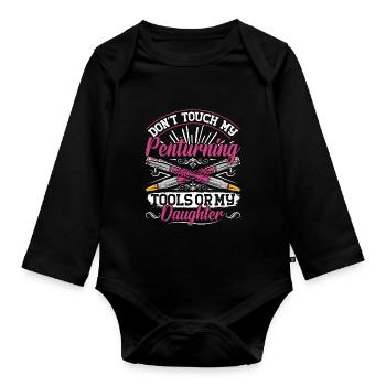 Pen Turning Kit - Organic Longsleeve Baby Bodysuit - black - Front