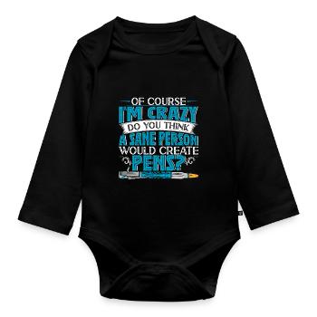 Pen Turning Kit - Organic Longsleeve Baby Bodysuit - black - Front