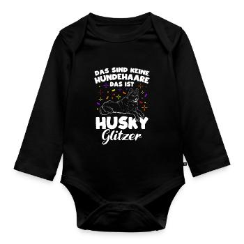 Husky Gassi Gehen Hundebesitzer Hund Geschenk Hund - Baby Bio-Langarm-Body - Schwarz - Vorne