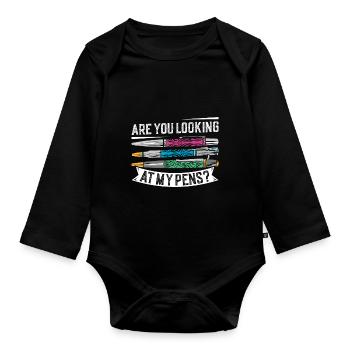 Pen Turning Kit - Organic Longsleeve Baby Bodysuit - black - Front