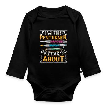Pen Turning Kit - Organic Longsleeve Baby Bodysuit - black - Front