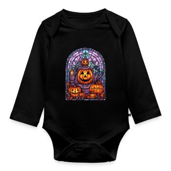Halloween Stained Glass Stained Glass - Organic Longsleeve Baby Bodysuit - black - Front